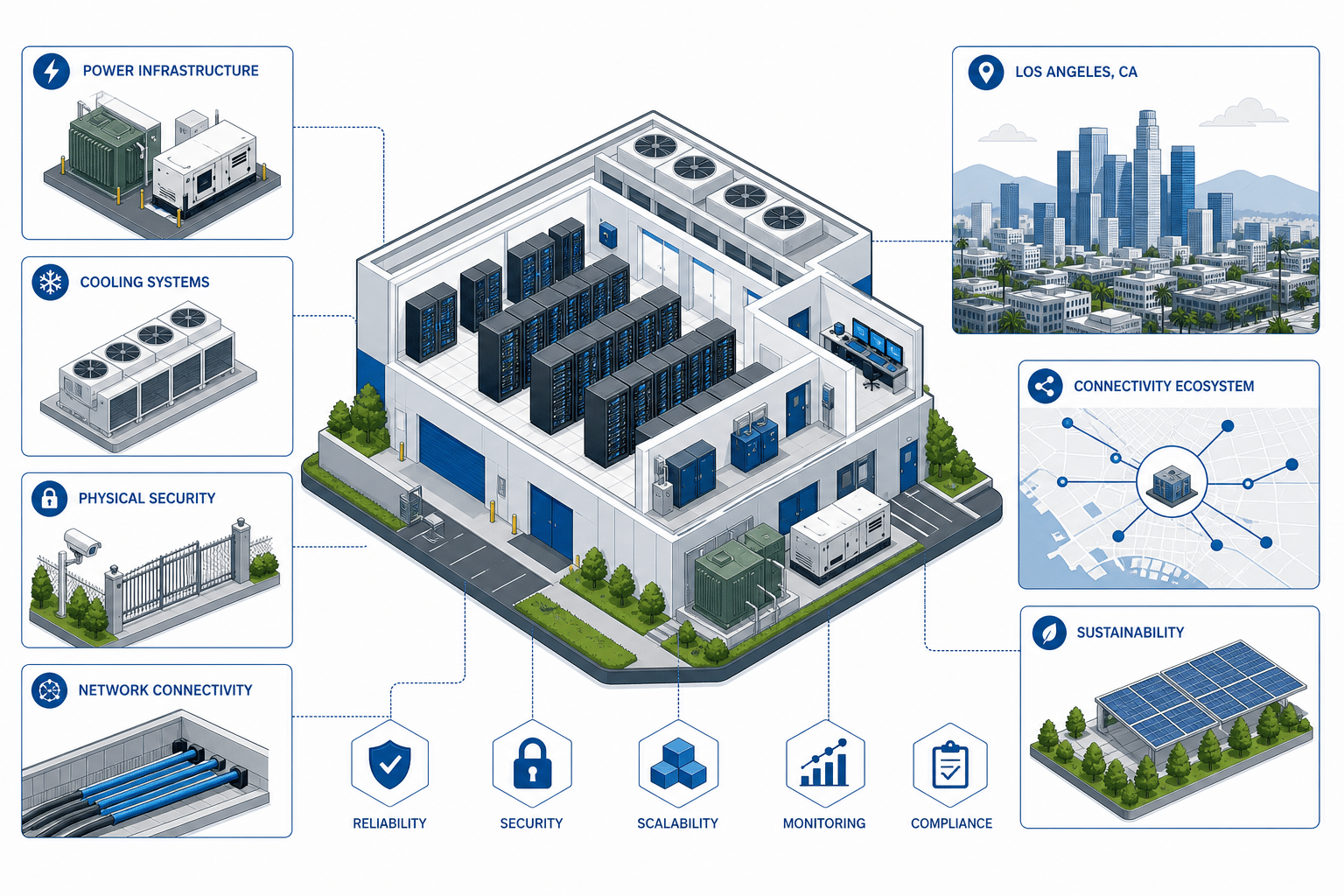 managed data center los angeles data illustration