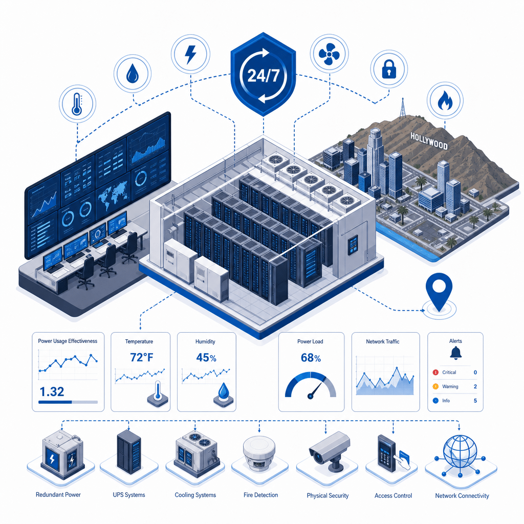 24/7 data center monitoring la data illustration